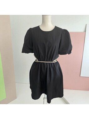 WAYF Black Jeweled Cutout Puff Sleeve Dress Size M